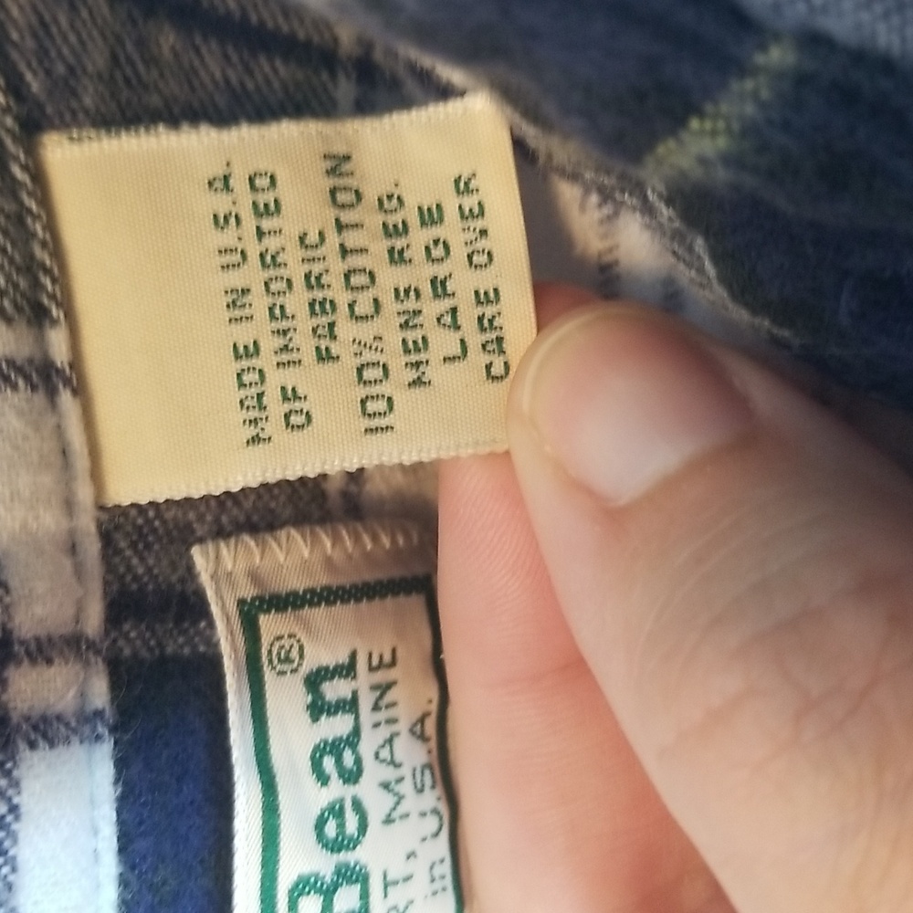 L.L.Bean 90s Button Down Plaid/Flannel Long Sleeve Shirt, Size Large - Picture 8 of 9